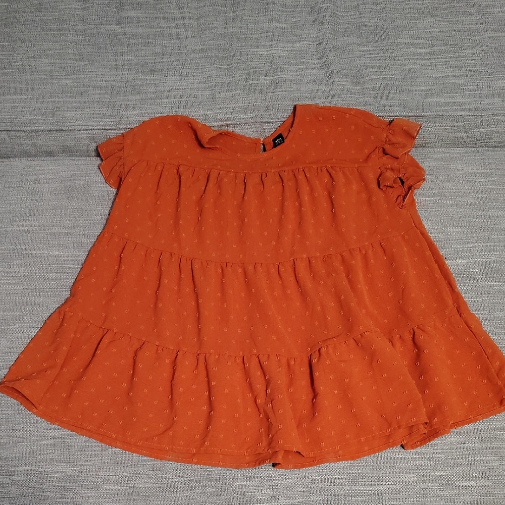 SHEIN Orange Ruffled Blouse